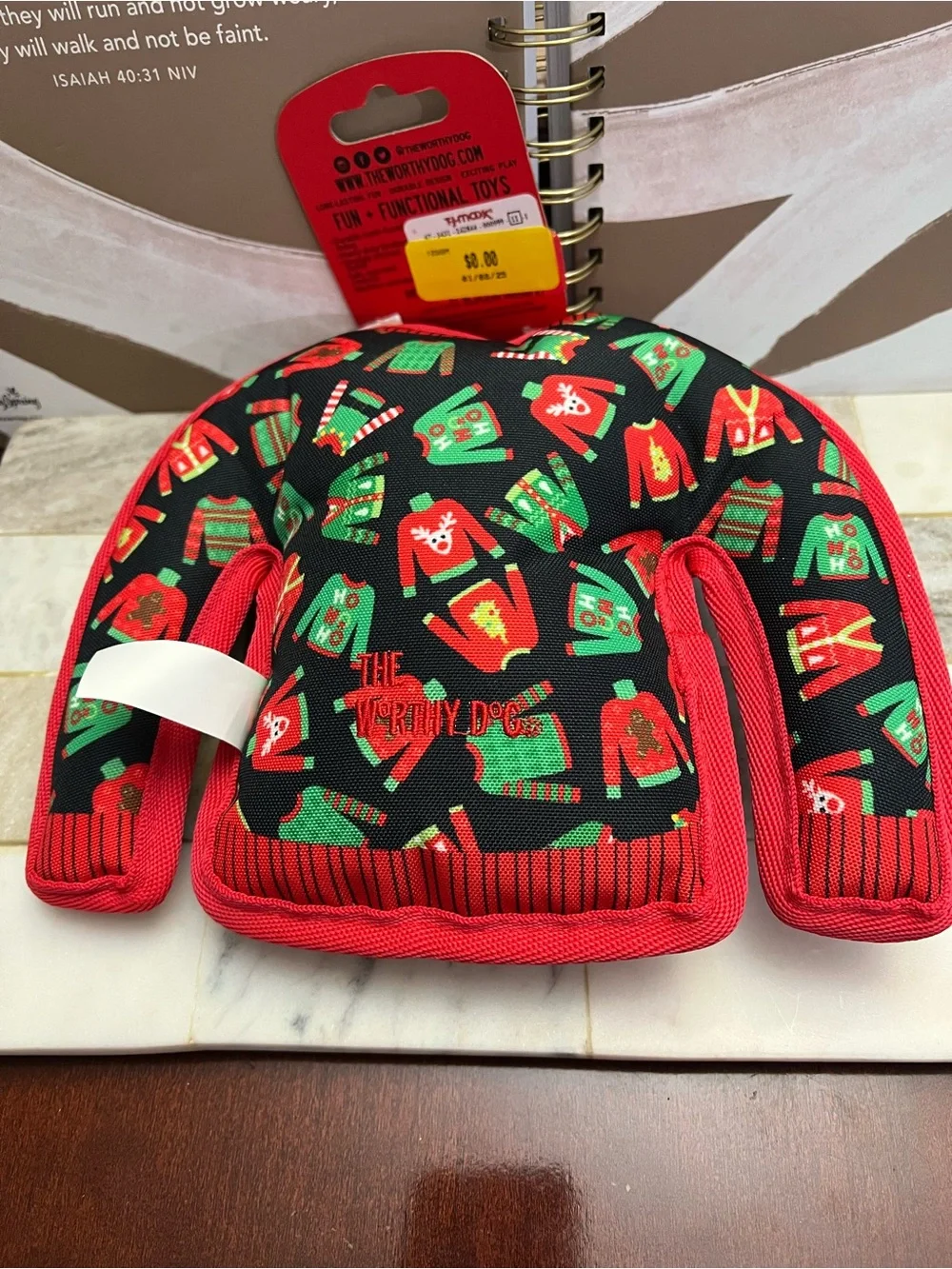 Festive Red & Green Tug Toy - Squeaky Holiday Plush for Dogs